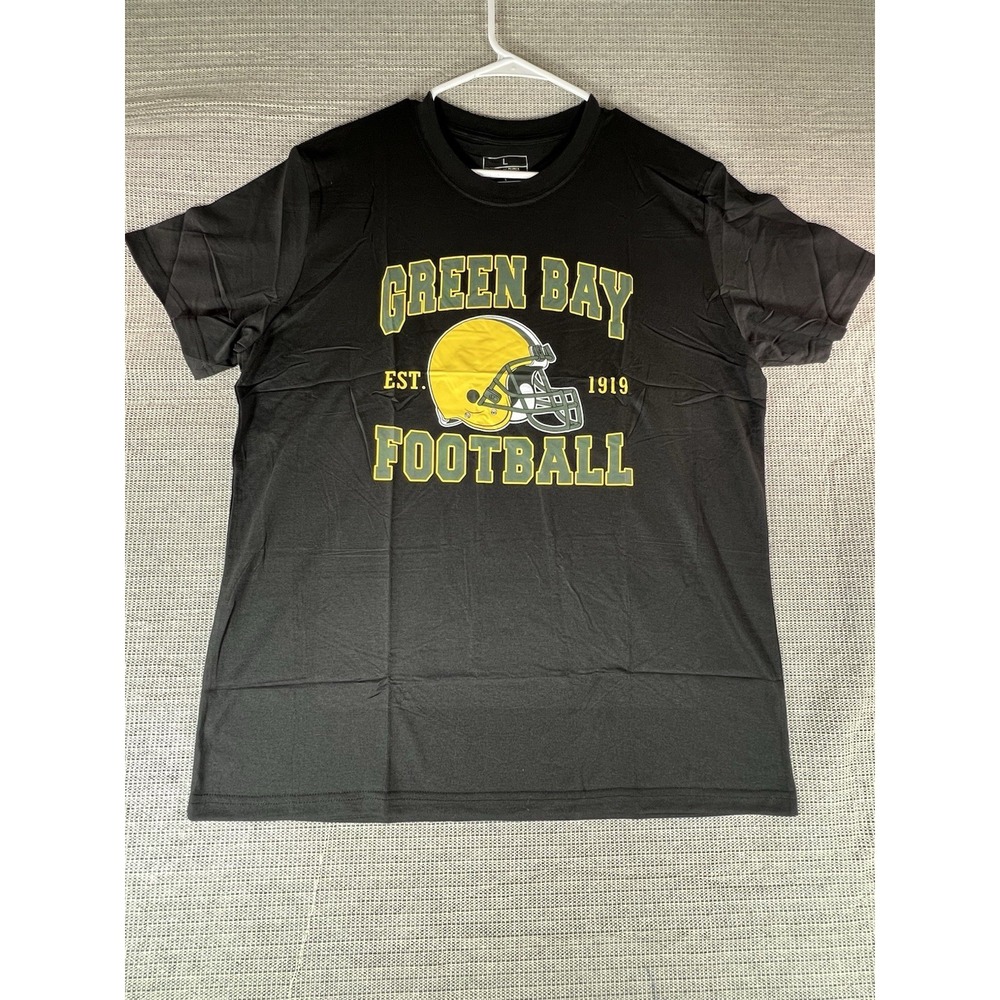 "Green Bay Football - Est. 1919" Mens T-Shirt - Size: L Black &yellow